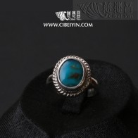 천연 터키석 은반지 - 10A6 (Size 6.25)