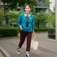 에너지 팔괘 후드 면 점퍼