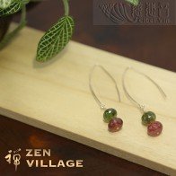 雙色彩色藍寶石925銀耳環