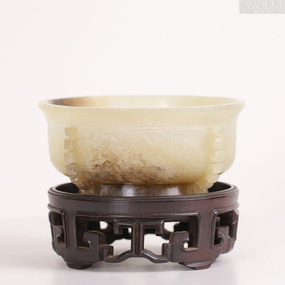 十八世紀 白玉仿古雷紋簋