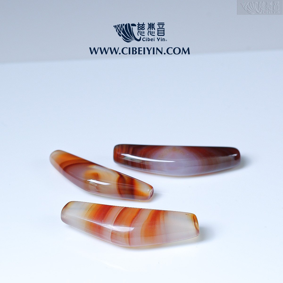 牛角形天珠（天然纏絲瑪瑙）-B1款慈悲音