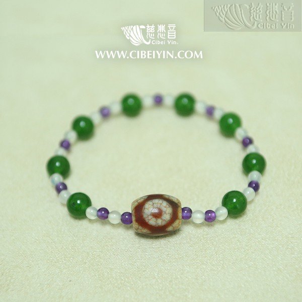 半寶石天珠手串~三眼天珠-A款15x13mm NO 11
