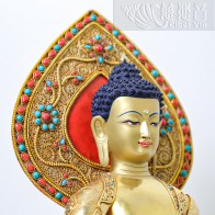銅鎏金鑲寶藥師佛像(38.5cm)