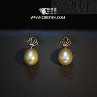 金色海水珍珠18K耳環-23
