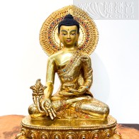 銅鎏金鑲寶藥師佛像(30cm)