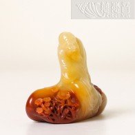 石綠作壽山石「淵之愛菊」擺件