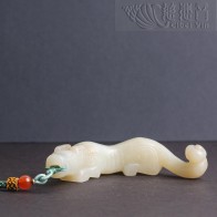 古玉老虎手把件