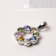 前程似錦-彩色藍寶石 銀掛墜