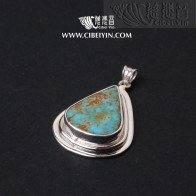 天然綠松石銀掛墜-301