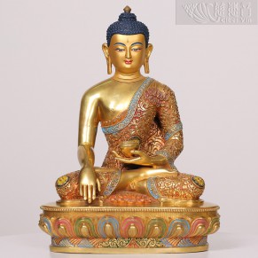 銅鎏金彩繪釋迦牟尼佛像