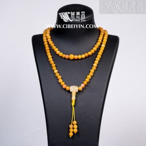 “富貴吉祥”天然金絲玉108念珠(6mm)