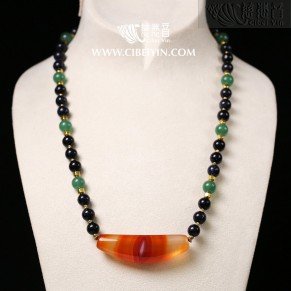 牛角形天珠-特級項鍊款-30