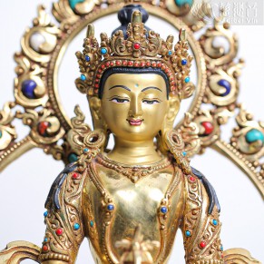 銅鎏金-長壽佛像(28cm)