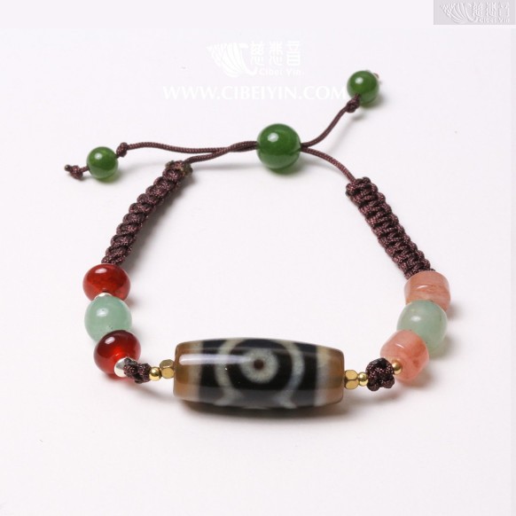 吉祥辟邪天珠手串- 28mm - 随機出货