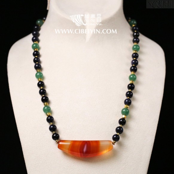 牛角形天珠-特級項鍊款-30