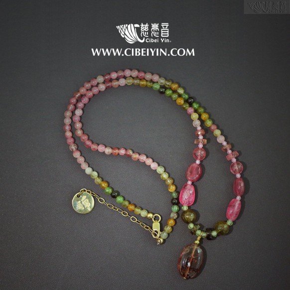"花開富貴"多形色碧璽項鍊-5