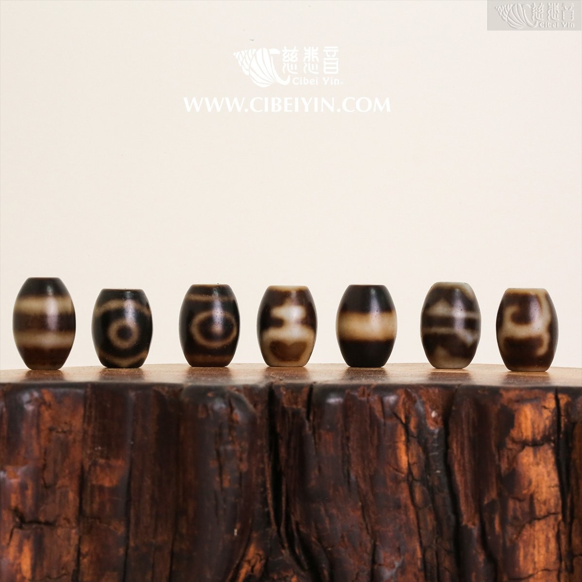 天珠（褐/黑）-16mm- 随机出货慈悲音