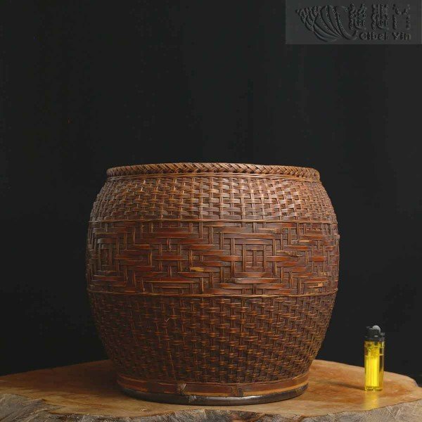 竹编套老陶罐聚宝盆