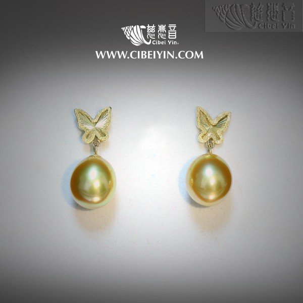 金色海水珍珠18K耳环-41