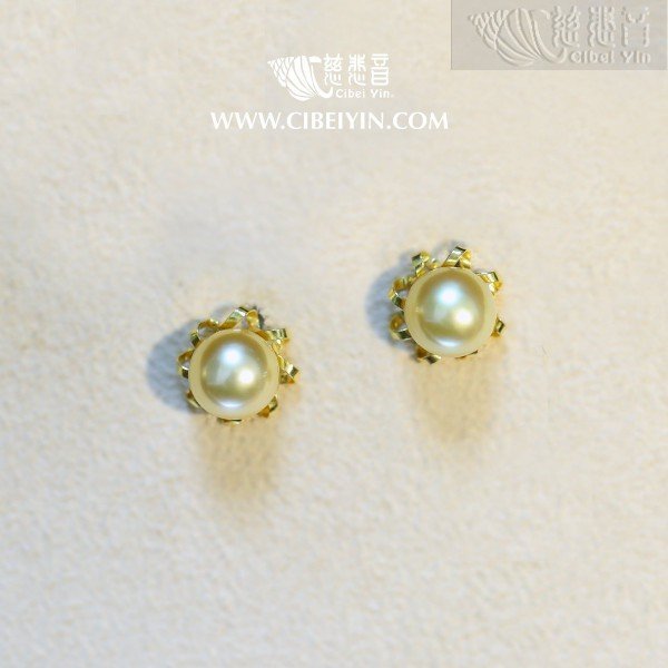 金色海水珍珠18K耳环-31