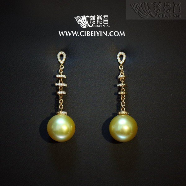 时来运转-金色海水珍珠18K耳环-27