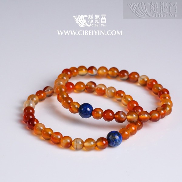 "甘露"玛瑙青金石手串 (6mm)