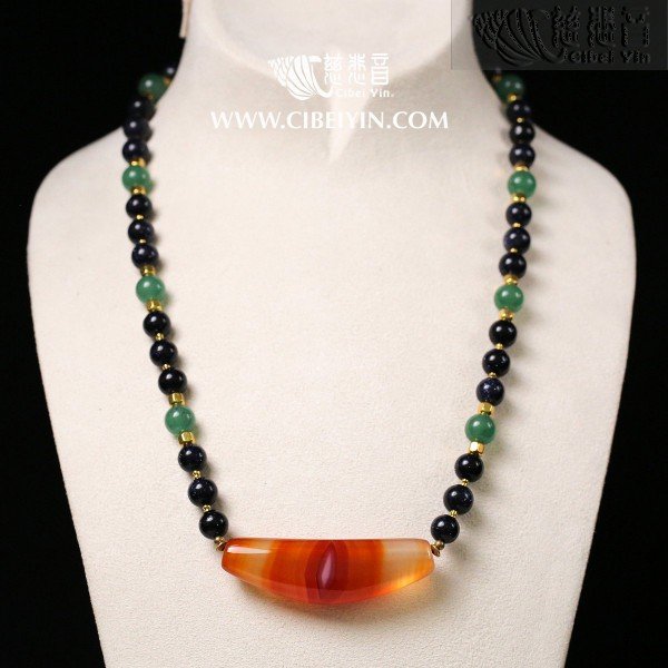 牛角形天珠-特级项链款-30