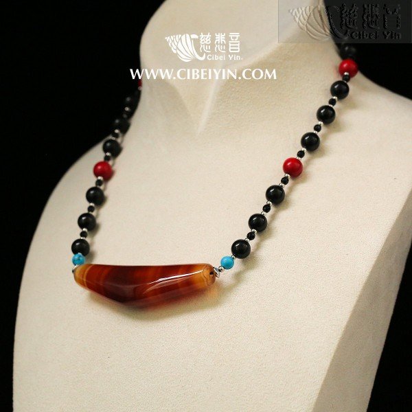 牛角形天珠-特级项链款-A5