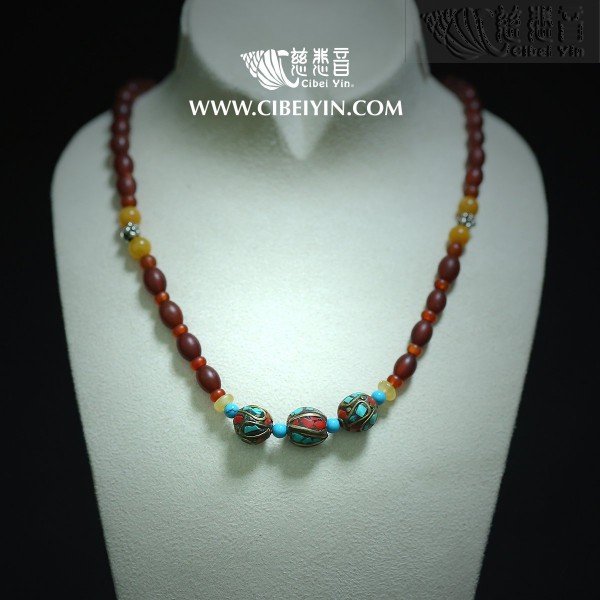 松石红宝珠项链428-3