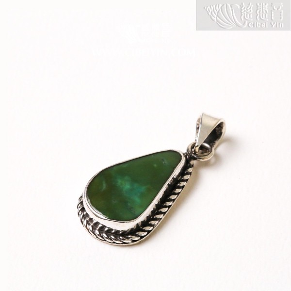 天然绿松石银挂坠-311