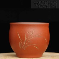 民国早期铁画轩制底款兰花朱泥杯 5个 款：兰有清香 利用作