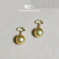 金色海水珍珠18K耳环-32