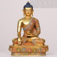 铜鎏金彩绘释迦牟尼佛像