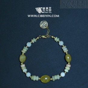 点石成金-彩色蓝宝石摩根石蛋白石注金手链