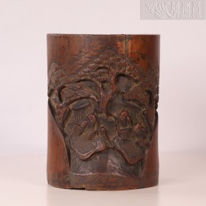 《三仙对弈》笔筒