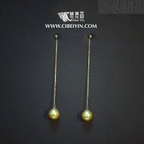 绵延不绝-金色海水珍珠18K耳环-49
