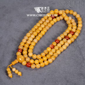 “富贵吉祥”天然金丝玉108念珠(8mm)