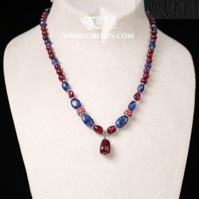 "洪福"红宝石925银项链