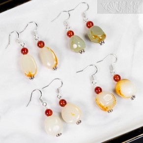 和田玉籽料耳环-2