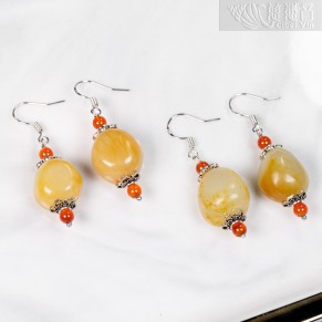 和田玉籽料耳环-A