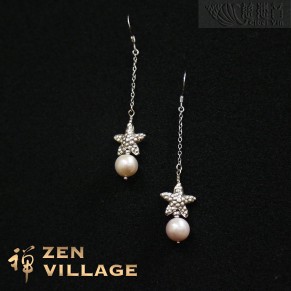 星星925银淡水珍珠耳环