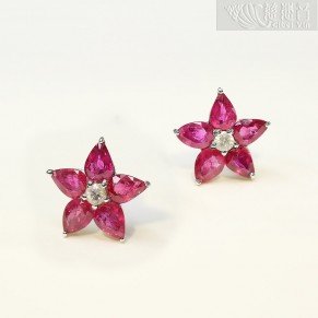 幸运星-红宝石耳环
