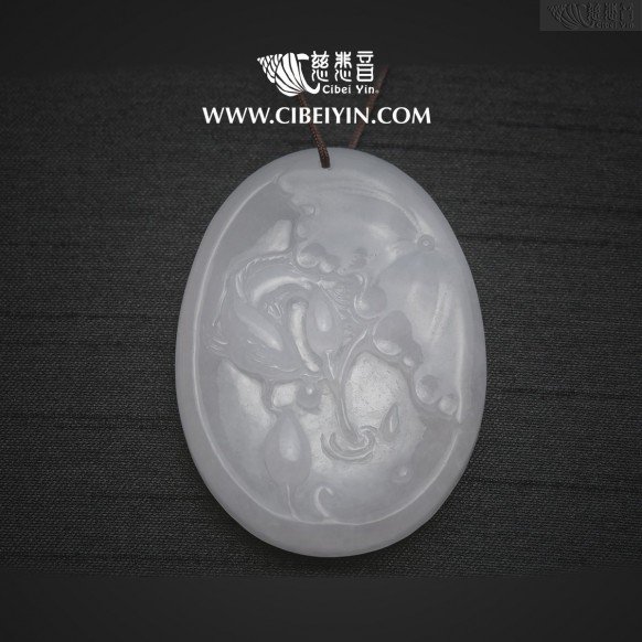 "鲤鱼戏荷"翡翠挂坠-2522