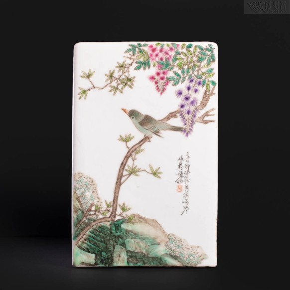 民国初年 珠山八友四方笔筒