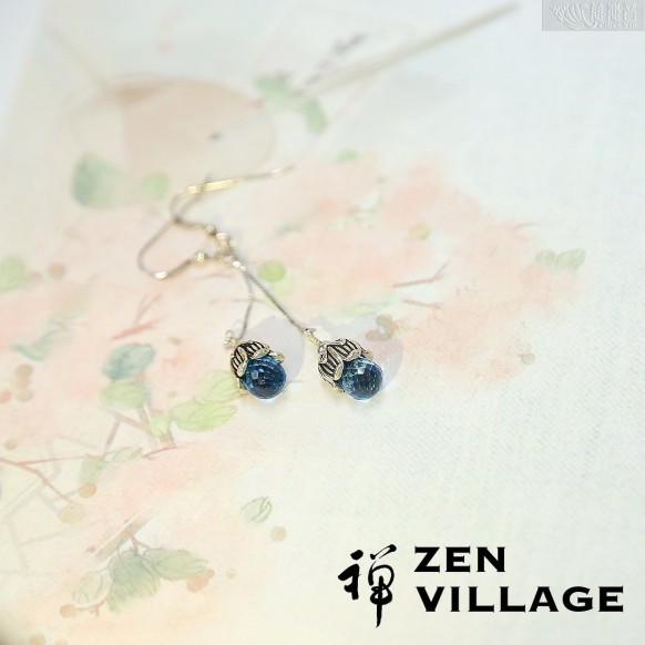 希望之光-瑞士蓝托帕石925银耳环