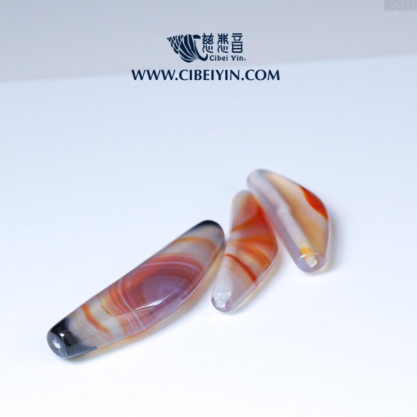 牛角形天珠（天然缠丝玛瑙）-B1款