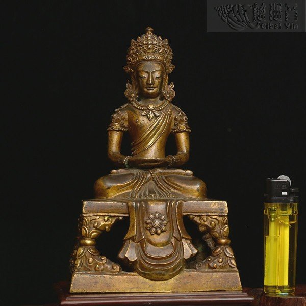 Qing Dynasty Bronze Gilded Tibetan of Sitting Amitayus Buddha