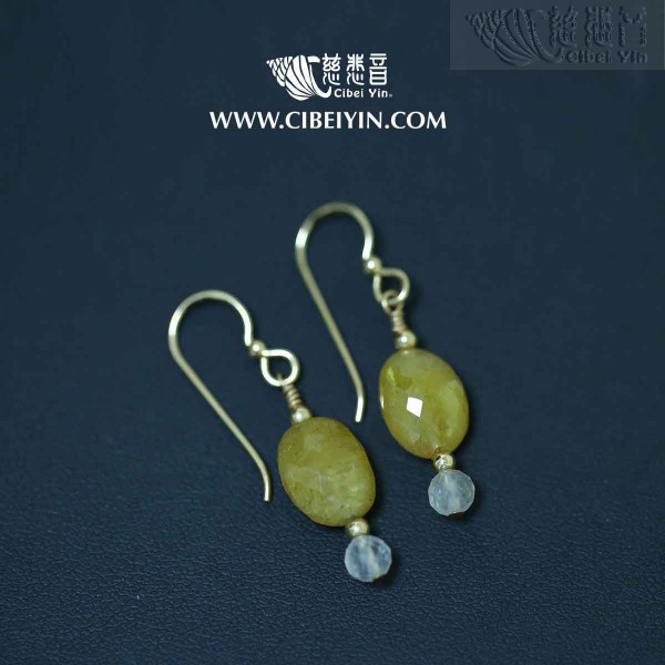 Turn the stone into gold-Fancy sapphire fluorite GF earrings