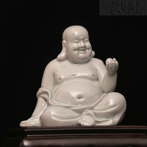 White porcelain Bright beads Maitreya statue