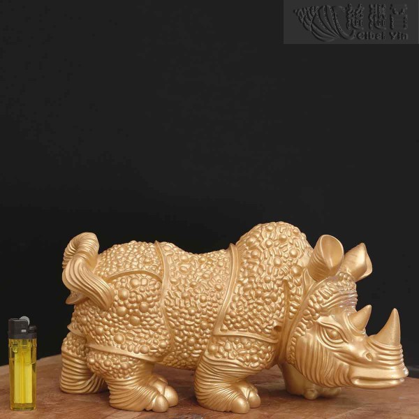 Copper Armor Rhinoceros Ornament - Single Golden piece for sale
